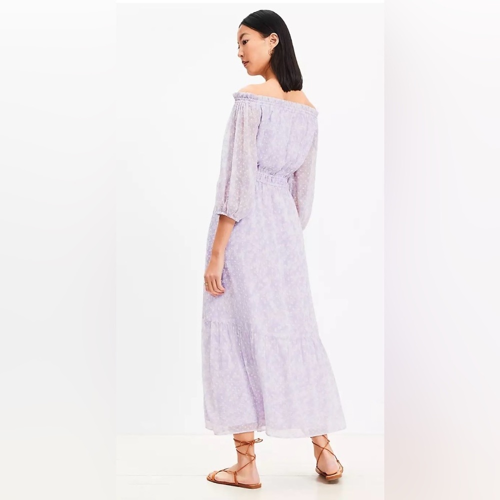 LOFT Lavender Off-Shoulder Maxi Dress - Picture 2 of 10